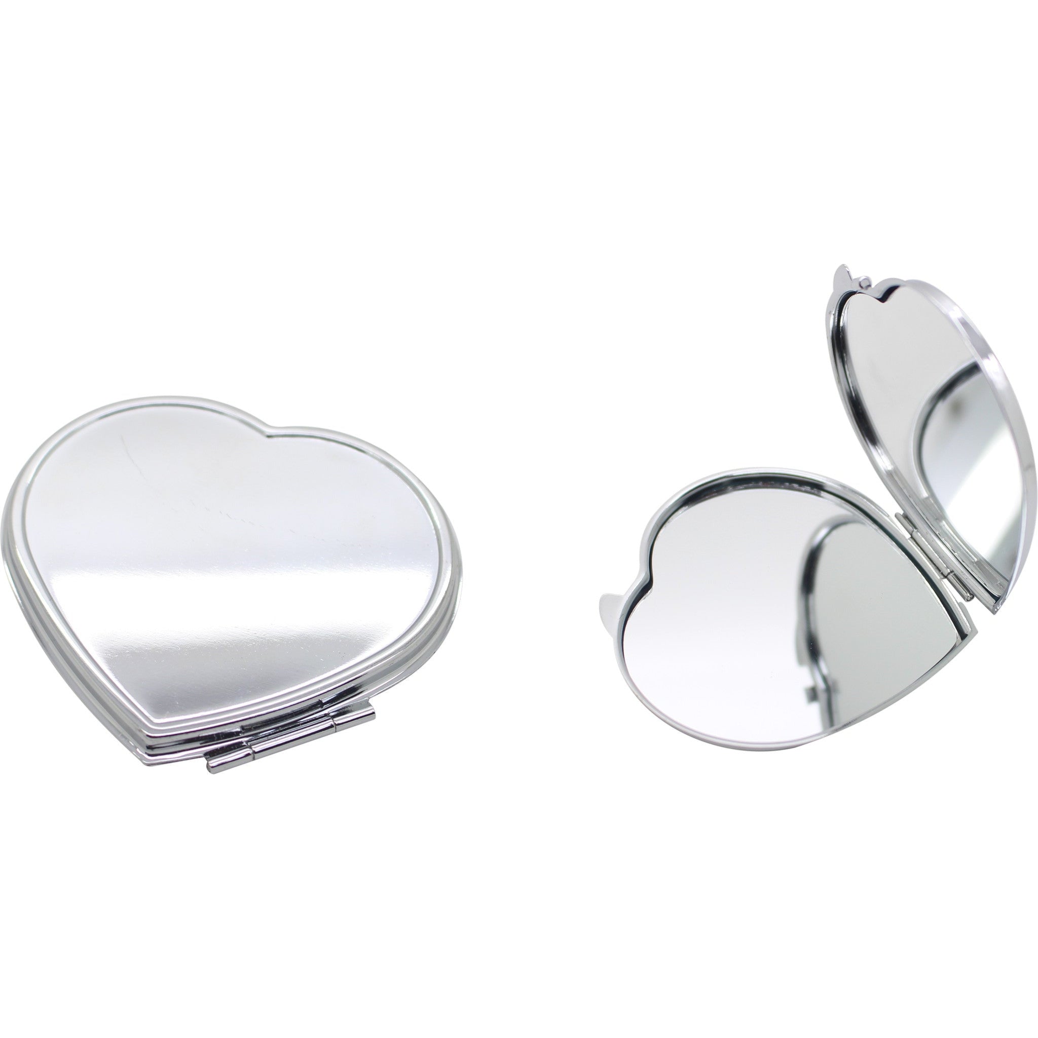 Silver Heart shaped Compact Mirror (6cm)