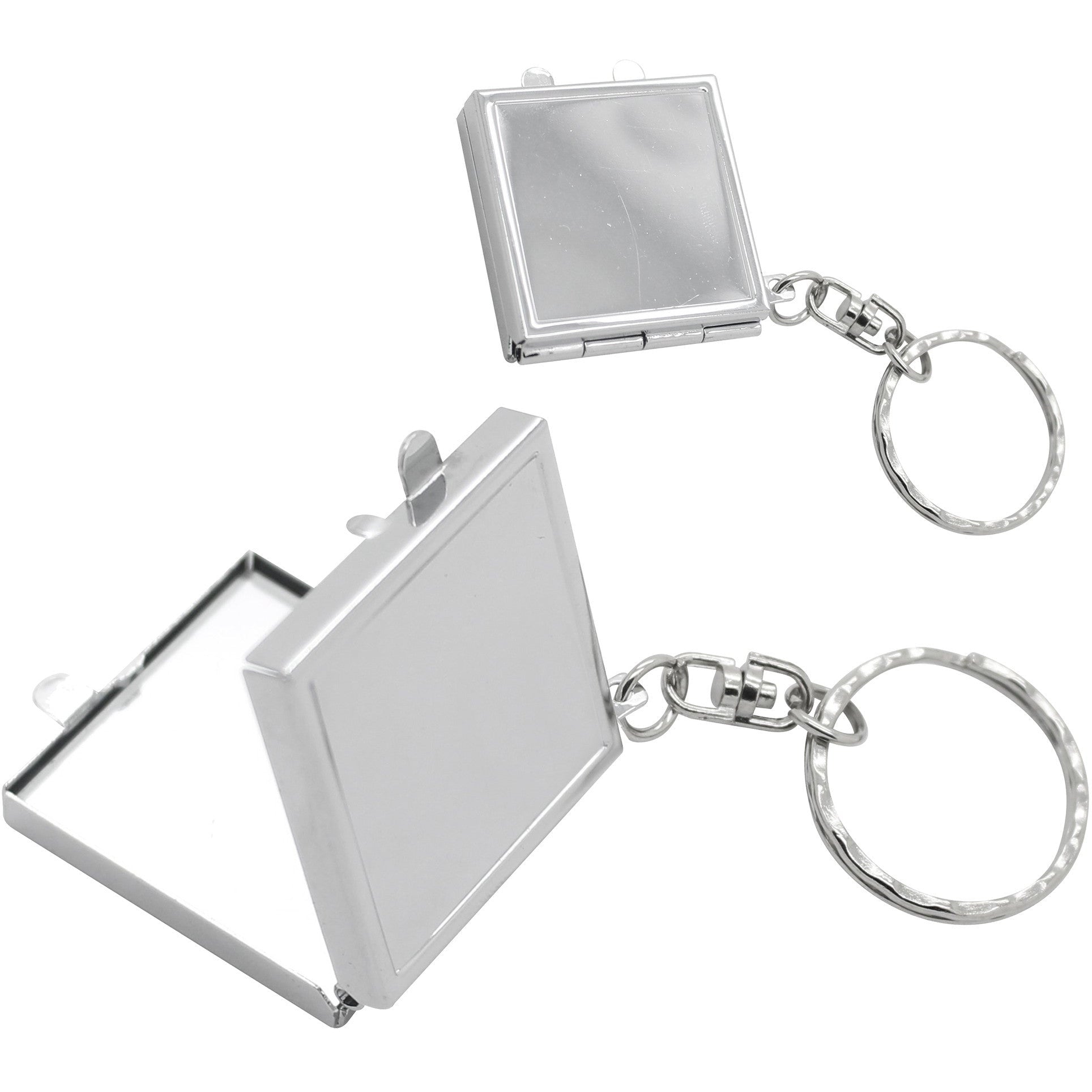 Silver square double sided keyring