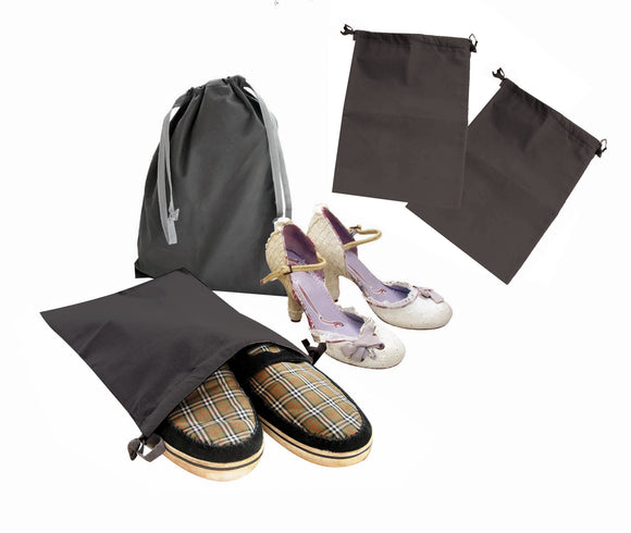 Dark grey draw string shoe bag (set of 2)