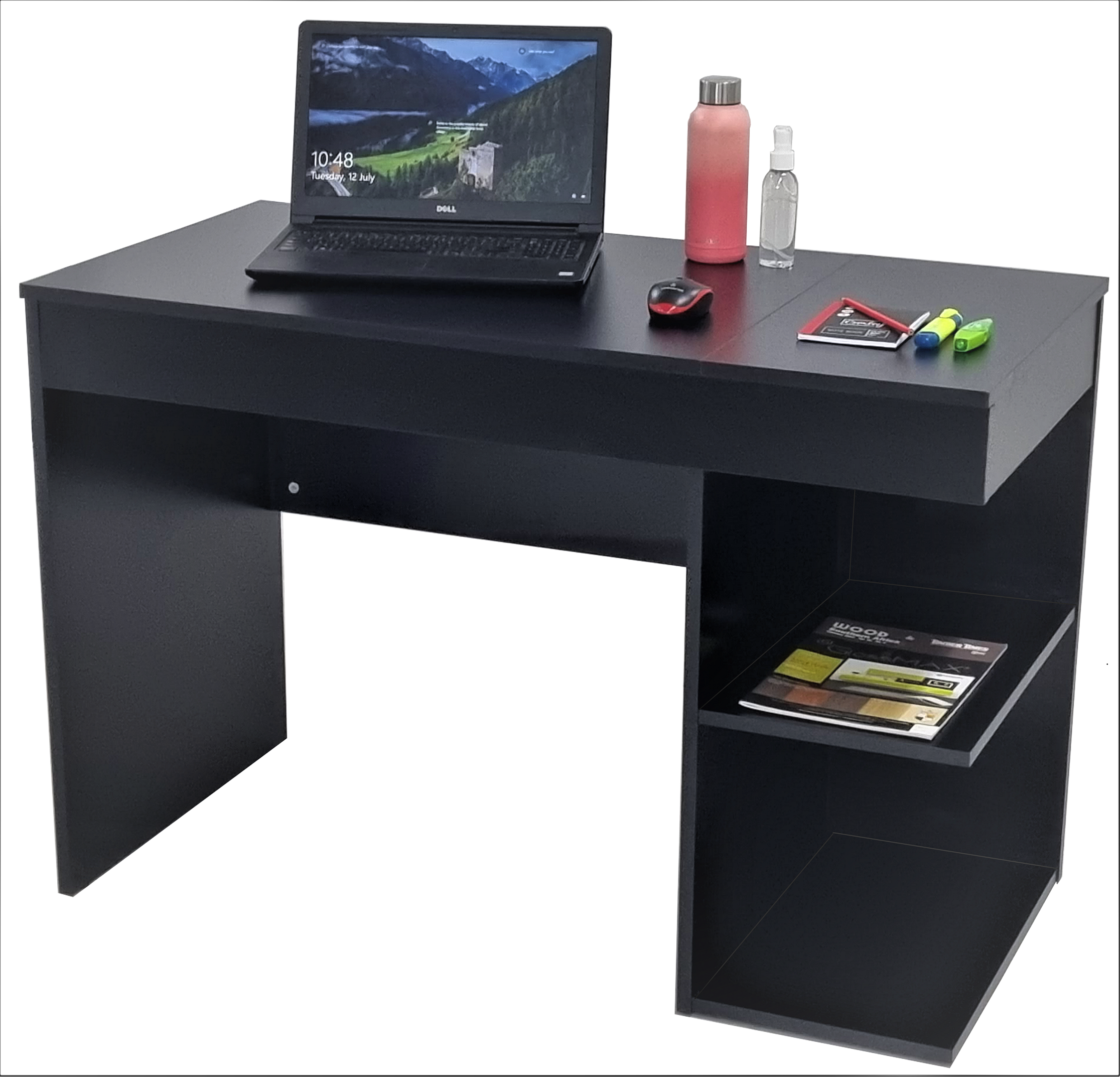 Study Desk with Dual Side Bookshelf and Stationery Top Box for Enhanced Organization and Efficiency - 0