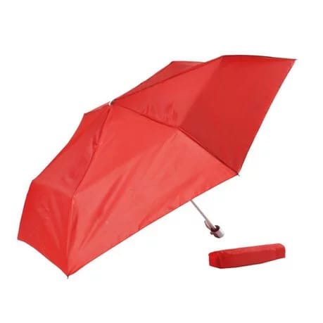 Red 3-fold aluminium frame travel umbrella