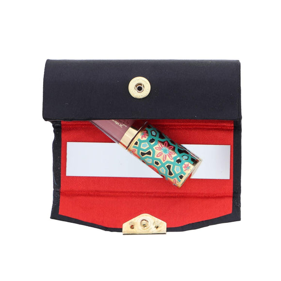 Black Satin Lipstick Case With Mirror