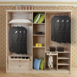 Black PEVA Plastic Suit Bag-Elevate your wardrobe management to new heights (Set of 5) - 0